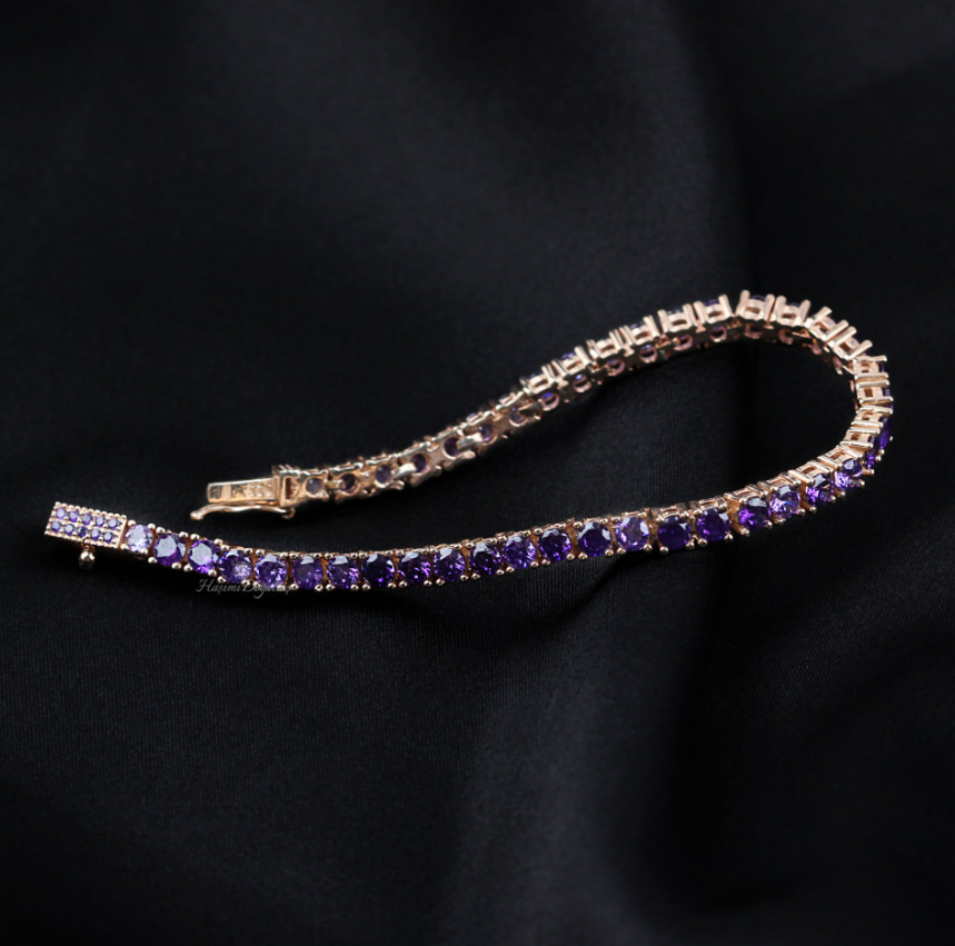 Handmade Zircon Stone Silver Women's Tennis Bracelet 925 Silver *UNISEX*