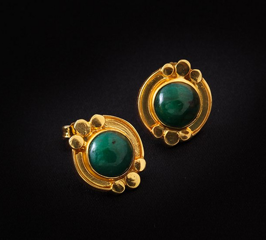 Emerald Natural Stone  925 Silver Earrings