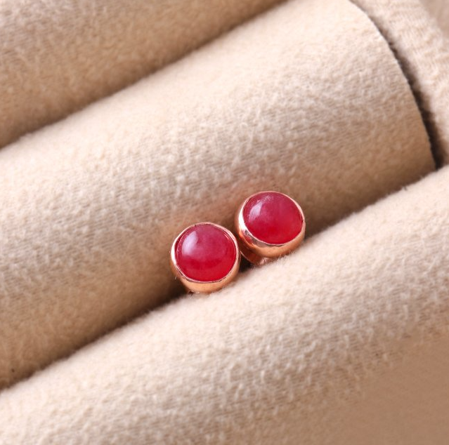 Ruby natural stone MINIMAL 925 SILVER EARRINGS