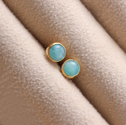 Turquoise Natural Stone minimal  925 Silver Earrings