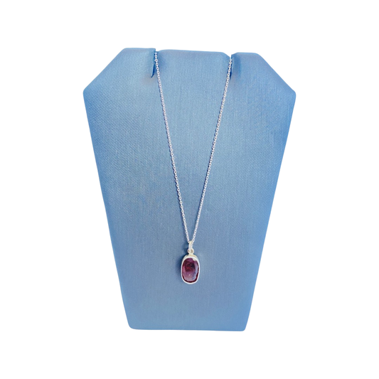 Garnet Natural Stone 925 Silver Necklace