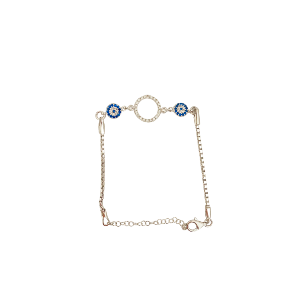 Zircon evil eye 925 silver womens bracelet