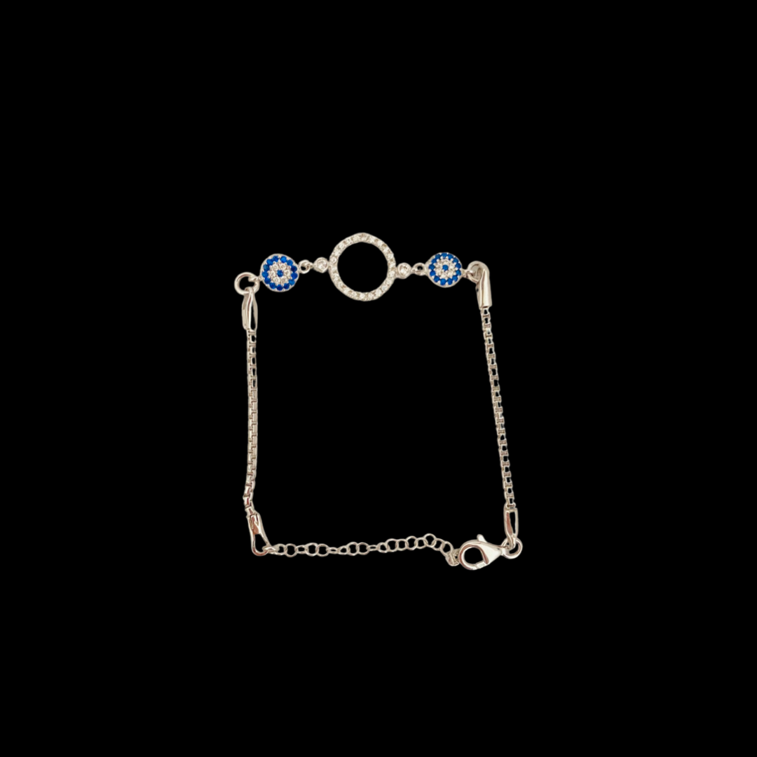 Zircon evil eye 925 silver womens bracelet