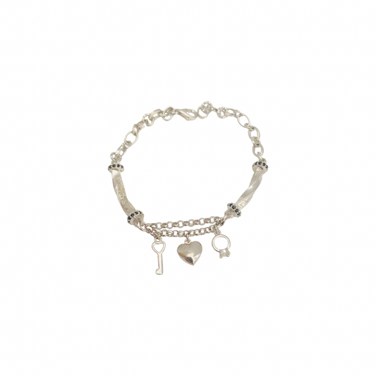 Heart Design 925  Silver Bracelet