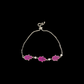 Pink Hamsa Hand Zircon 925 Silver Bracelet