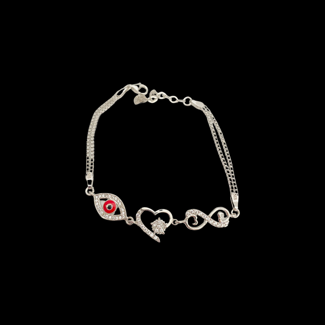 Red Evil Eye zircon  925 Silver Bracelet