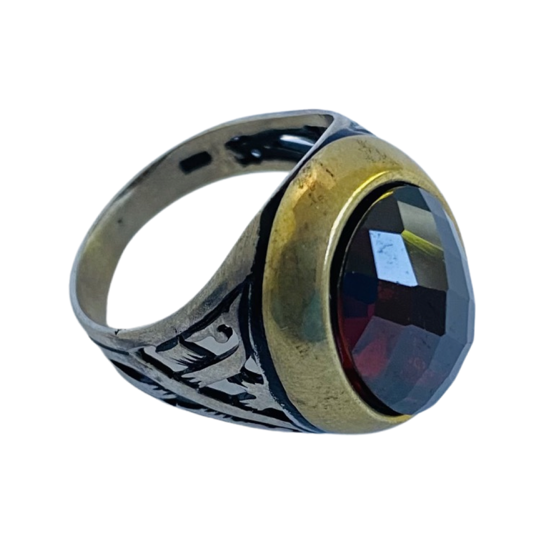 Red Onix Natural Stone 925 Silver Ring