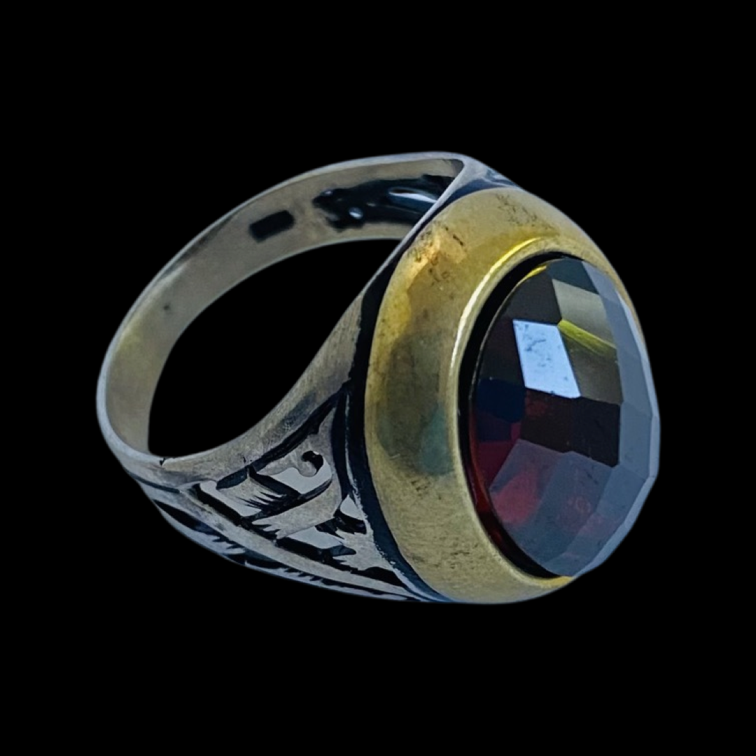 Red Onix Natural Stone 925 Silver Ring