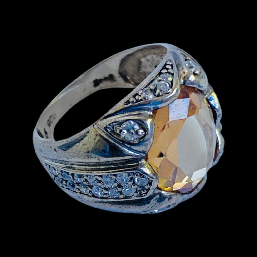 Citrine Natural Stone 925 Silver Ring