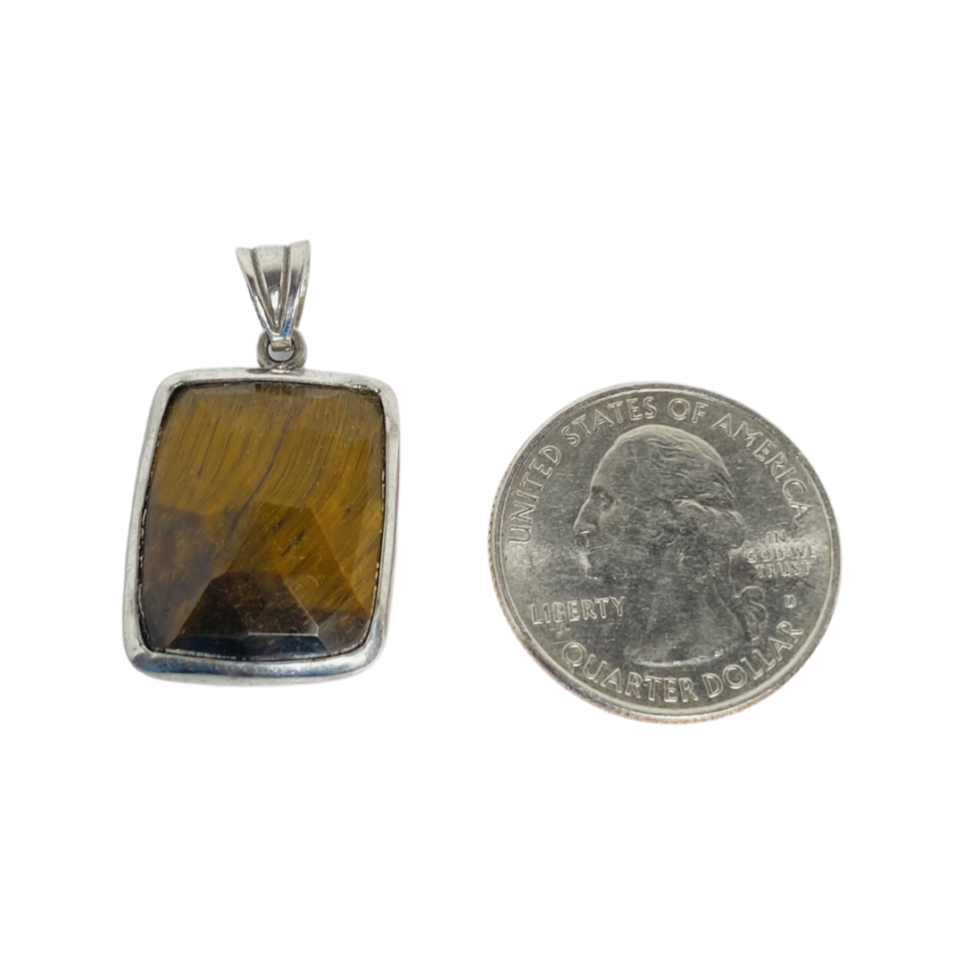 Tiger Eye Natural Stone 925 Silver Necklace